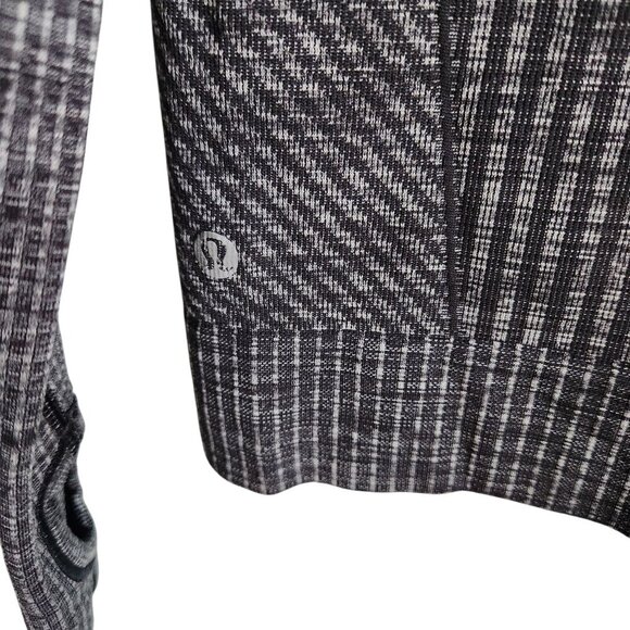 Lululemon Shirt Gray Grey 8 Women's Rest Less Hoodie Striped Pattern Pockets Run - Picture 9 of 9